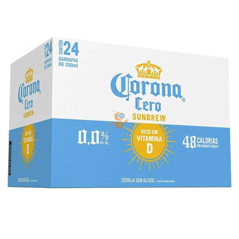 Pack Cerveja Corona Cero Sunbrew Sem Álcool, 330ml, Long Neck, Caixa 24 unidades